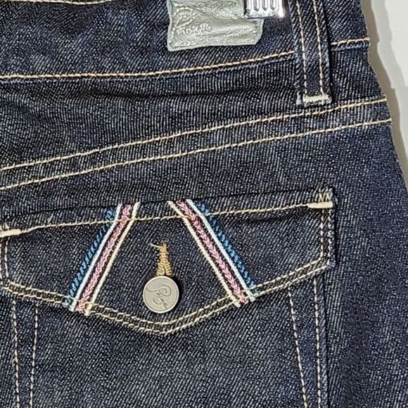 Paige Premium Denim Women’s Size 26 Fairfax Boot Cut Denim Jeans Rear Flaps Dark - Picture 6 of 12